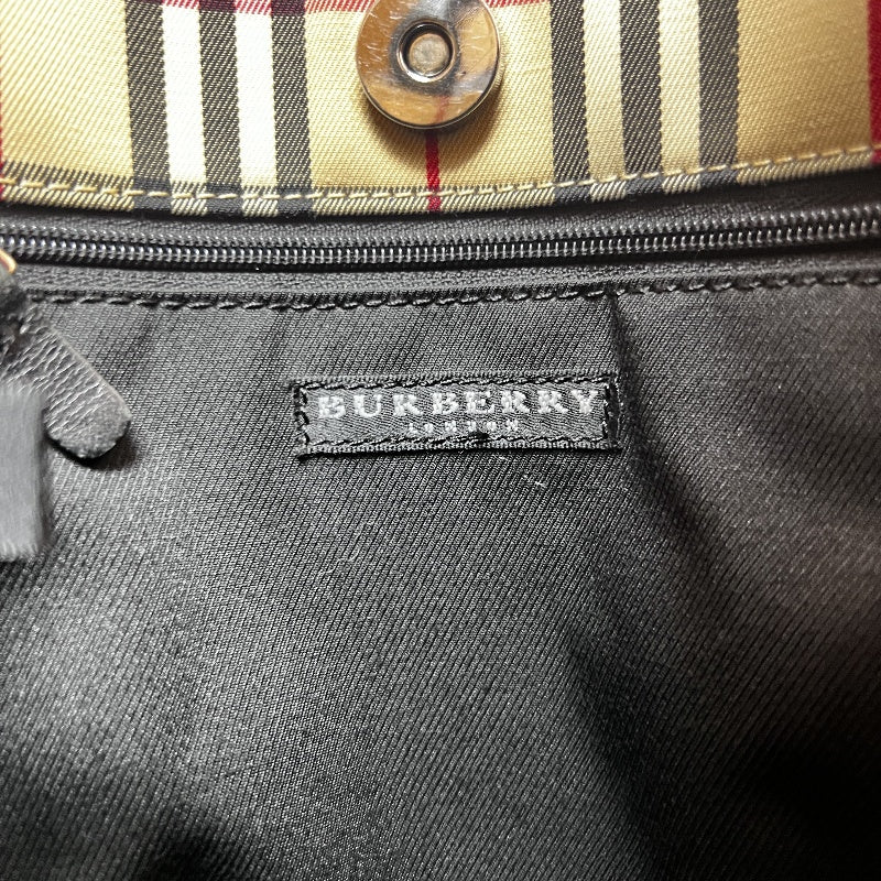BURBERRY Nova Check Canvas Mini Tote Bag Beige Classic Plaid Pattern Black Leather Handle British Style Casual Daily Use