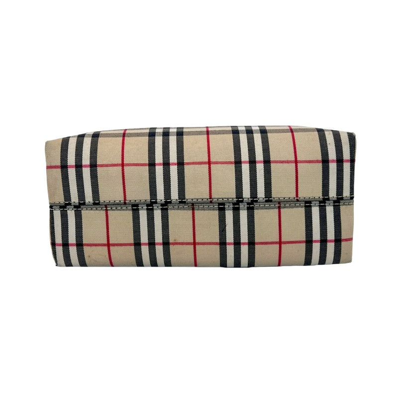 BURBERRY Nova Check Canvas Mini Tote Bag Beige Classic Plaid Pattern Black Leather Handle British Style Casual Daily Use