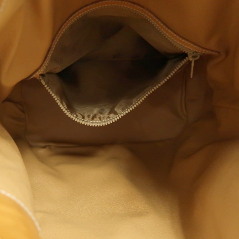 CELINE Vintage Macadam Canvas Drawstring Bucket Shoulder Bag Beige Leather Trim Gold Hardware