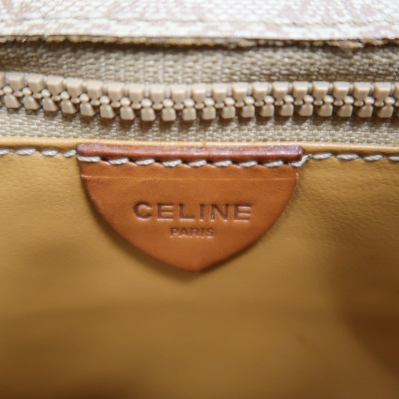 CELINE Vintage Macadam Monogram Beige PVC Canvas With Brown Leather Trim Envelope Shoulder Crossbody Bag
