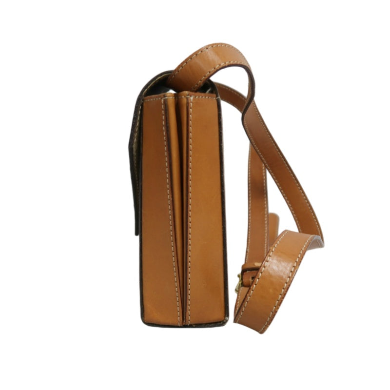 CELINE Vintage Macadam Monogram Beige PVC Canvas With Brown Leather Trim Envelope Shoulder Crossbody Bag