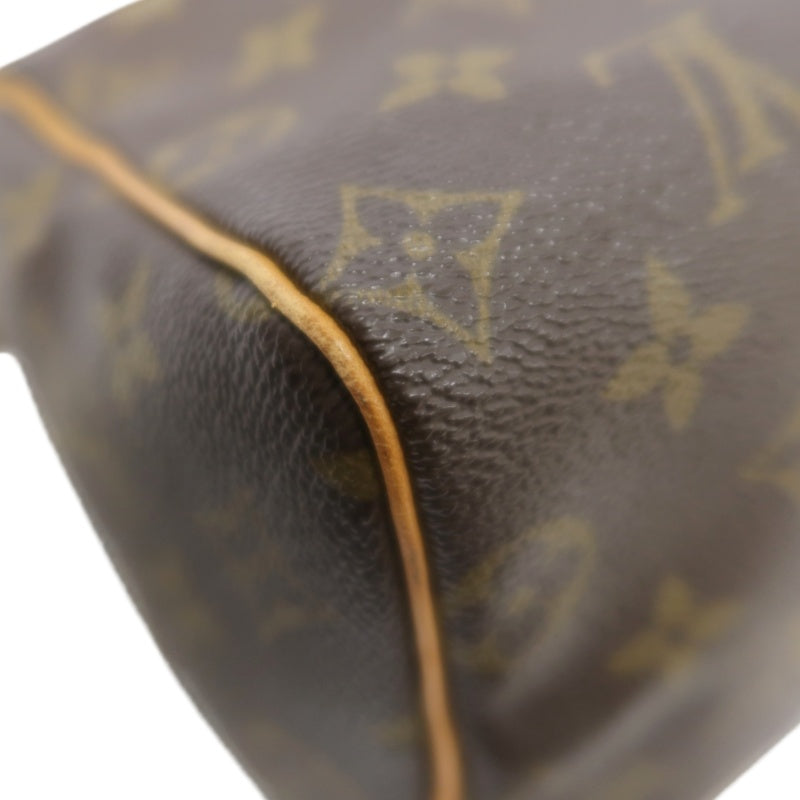 LOUIS VUITTON Monogram Speedy 25 Handbag Canvas Cowhide Brown Gold Hardware