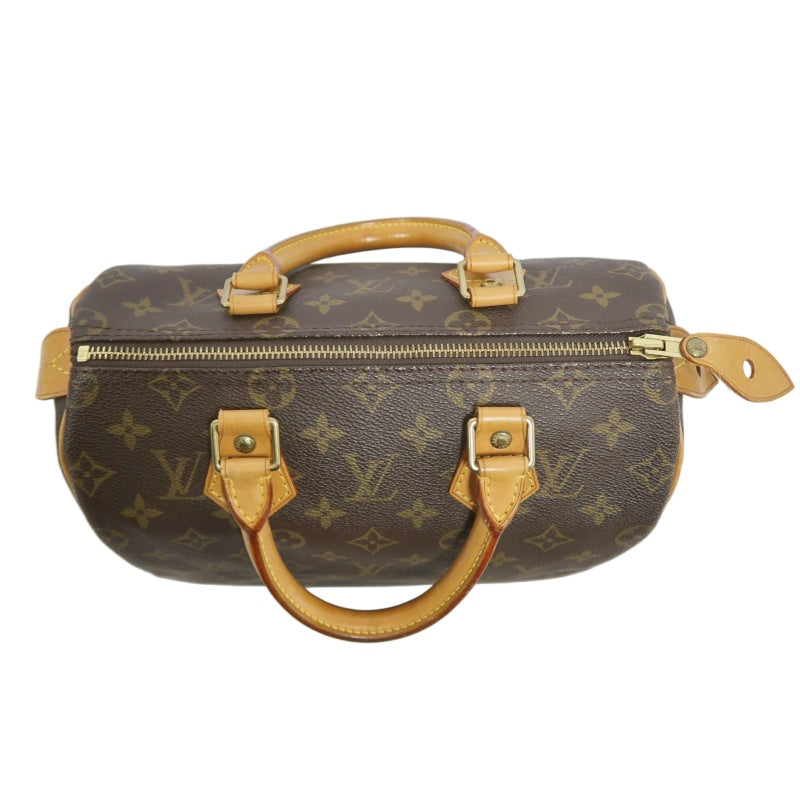 LOUIS VUITTON Monogram Speedy 25 Handbag Canvas Cowhide Brown Gold Hardware