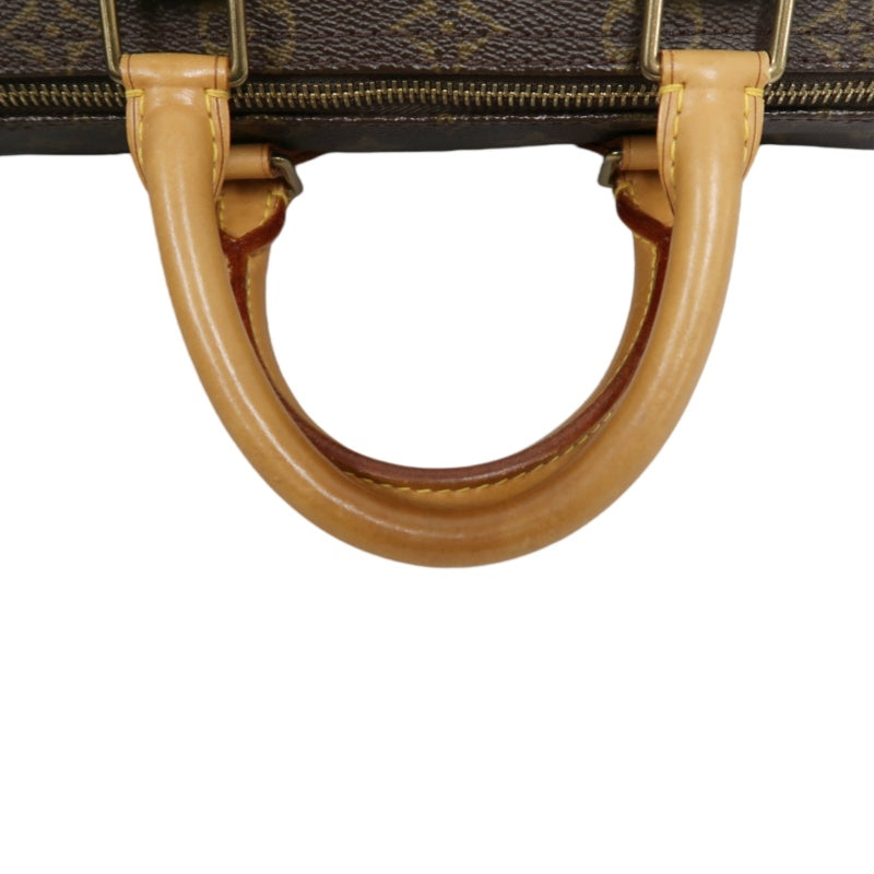 LOUIS VUITTON Monogram Speedy 25 Handbag Canvas Cowhide Brown Gold Hardware