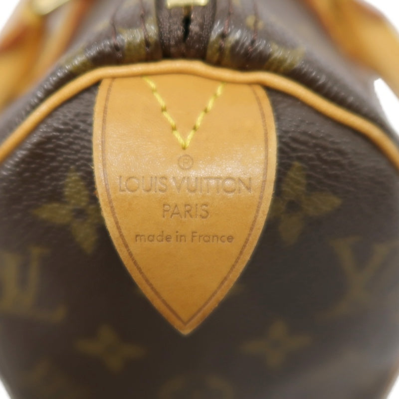 LOUIS VUITTON Monogram Speedy 25 Handbag Canvas Cowhide Brown Gold Hardware