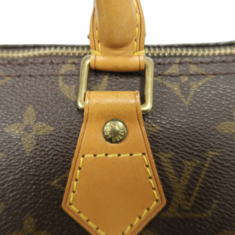 LOUIS VUITTON Monogram Speedy 25 Handbag Canvas Cowhide Brown Gold Hardware