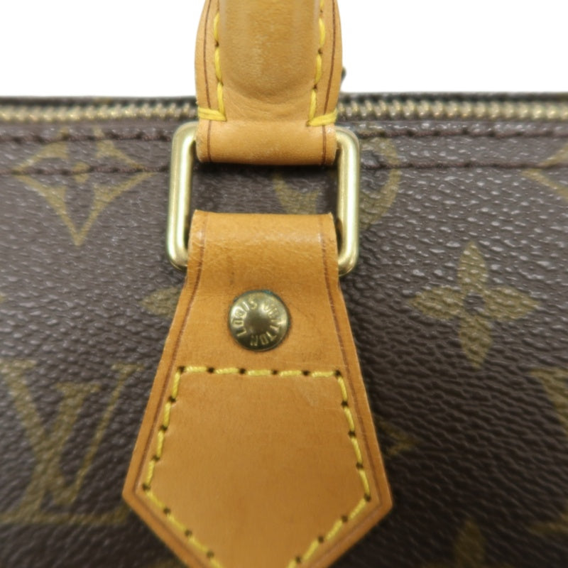 LOUIS VUITTON Monogram Speedy 25 Handbag Canvas Cowhide Brown Gold Hardware