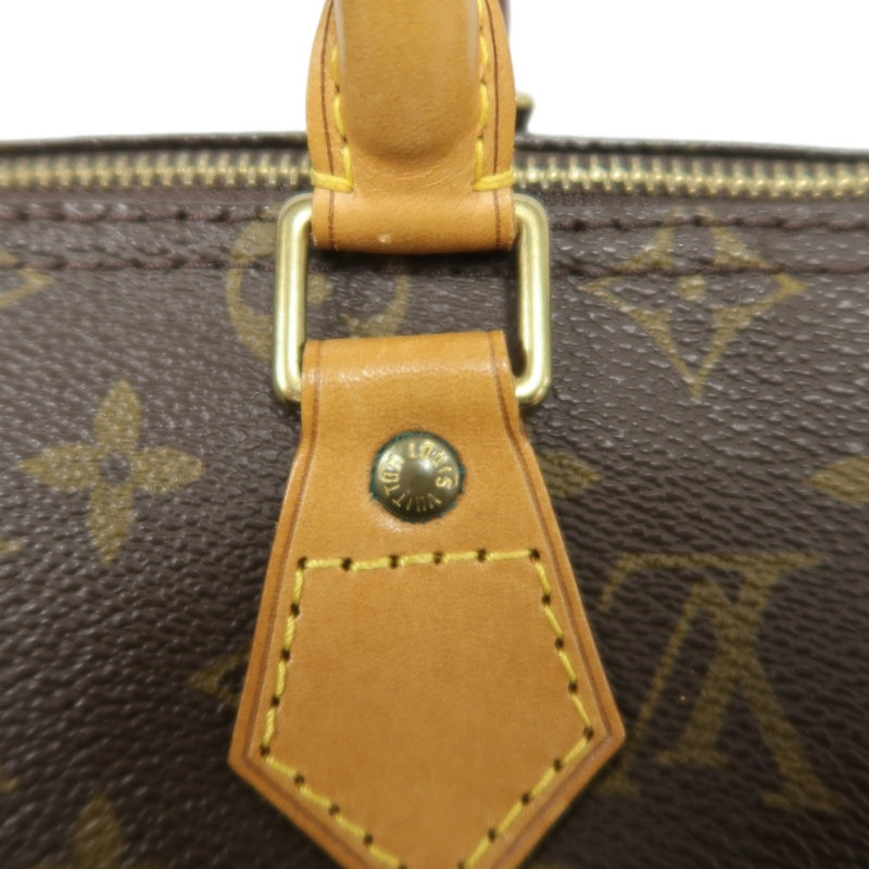 LOUIS VUITTON Monogram Speedy 25 Handbag Canvas Cowhide Brown Gold Hardware