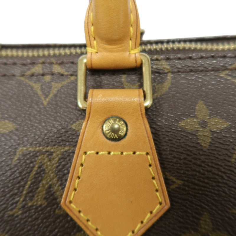 LOUIS VUITTON Monogram Speedy 25 Handbag Canvas Cowhide Brown Gold Hardware