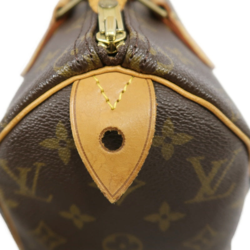 LOUIS VUITTON Monogram Speedy 25 Handbag Canvas Cowhide Brown Gold Hardware