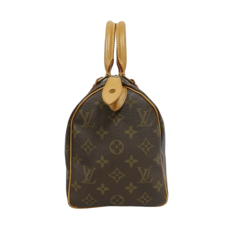 LOUIS VUITTON Monogram Speedy 25 Handbag Canvas Cowhide Brown Gold Hardware