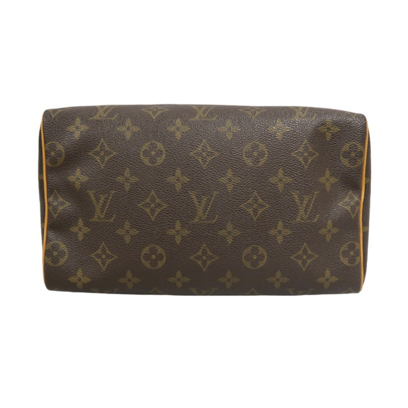 LOUIS VUITTON Monogram Speedy 25 Handbag Canvas Cowhide Brown Gold Hardware