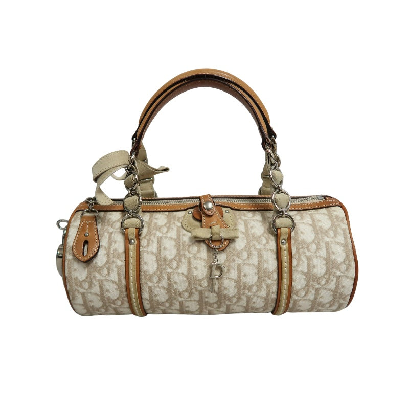 Christian Dior Trotter Mini Boston Bag Beige PVC Handbag