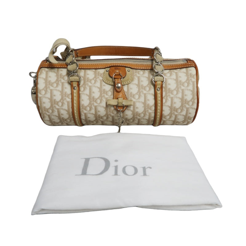 Christian Dior Trotter Mini Boston Bag Beige PVC Handbag