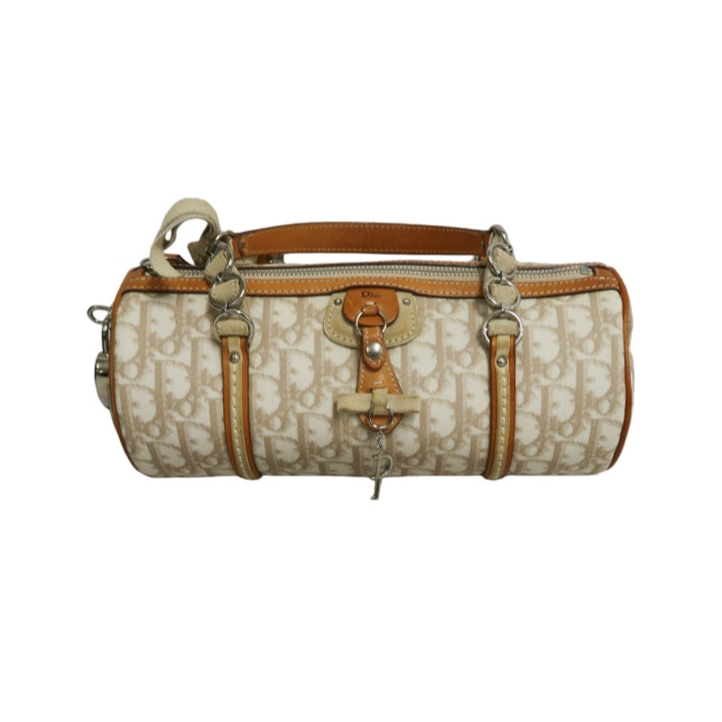 Christian Dior Trotter Mini Boston Bag Beige PVC Handbag
