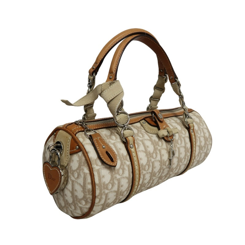 Christian Dior Trotter Mini Boston Bag Beige PVC Handbag
