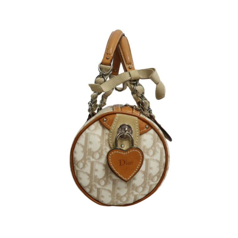 Christian Dior Trotter Mini Boston Bag Beige PVC Handbag