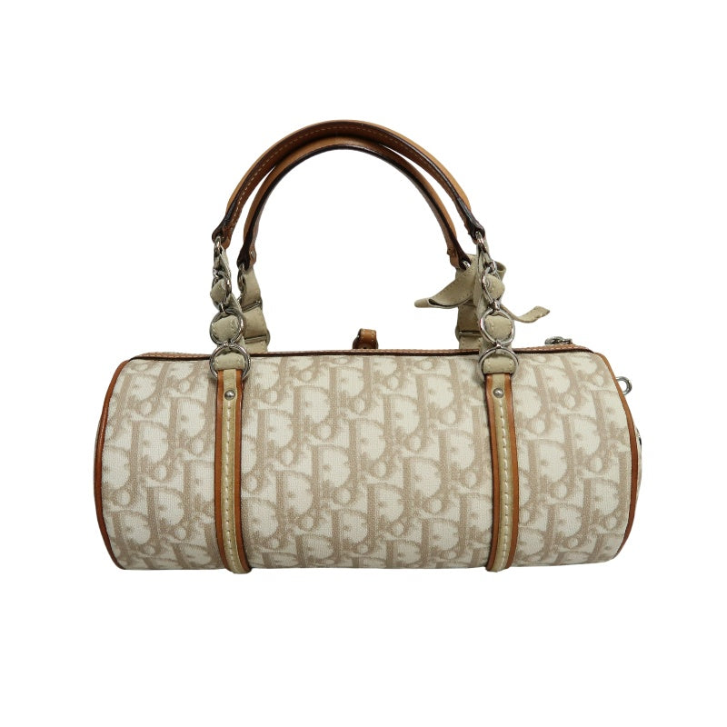 Christian Dior Trotter Mini Boston Bag Beige PVC Handbag