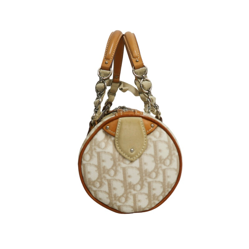 Christian Dior Trotter Mini Boston Bag Beige PVC Handbag