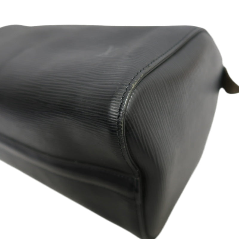 LOUIS VUITTON Speedy 25 Handbag Leather Black With Padlock and Keys