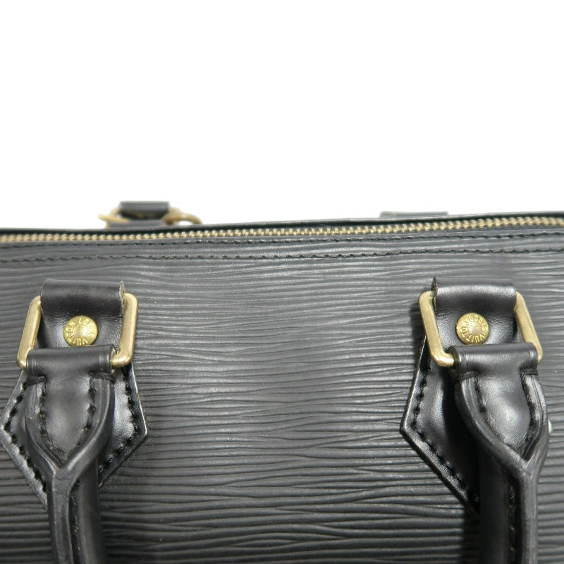 LOUIS VUITTON Speedy 25 Handbag Leather Black With Padlock and Keys