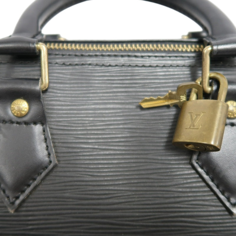 LOUIS VUITTON Speedy 25 Handbag Leather Black With Padlock and Keys