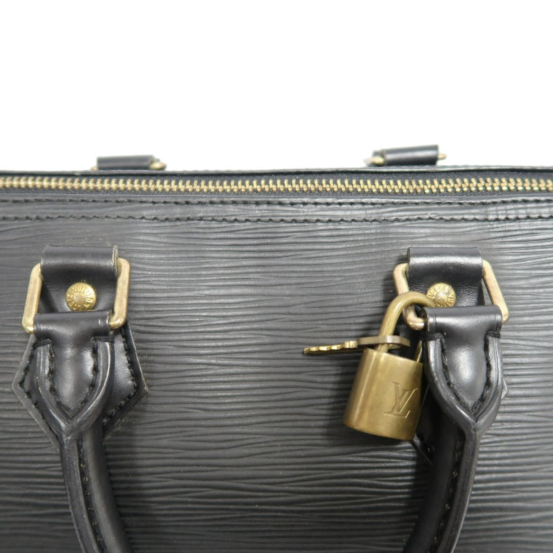 LOUIS VUITTON Speedy 25 Handbag Leather Black With Padlock and Keys