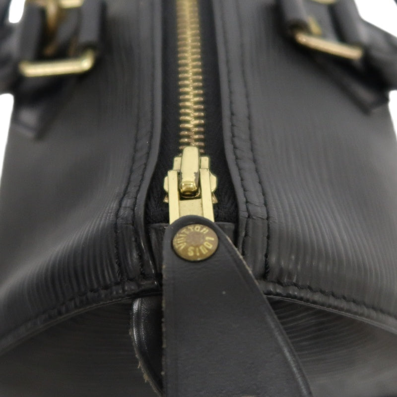 LOUIS VUITTON Speedy 25 Handbag Leather Black With Padlock and Keys