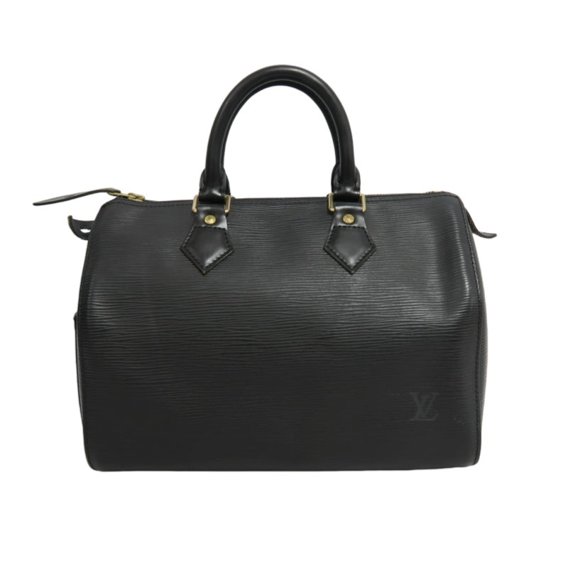LOUIS VUITTON Speedy 25 Handbag Leather Black With Padlock and Keys