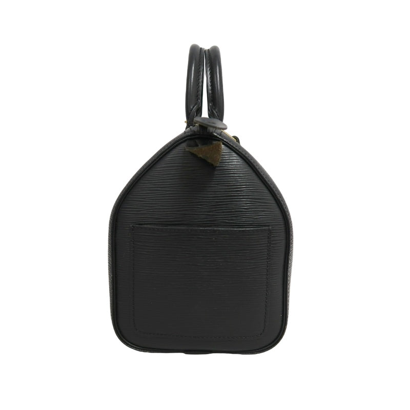 LOUIS VUITTON Speedy 25 Handbag Leather Black With Padlock and Keys