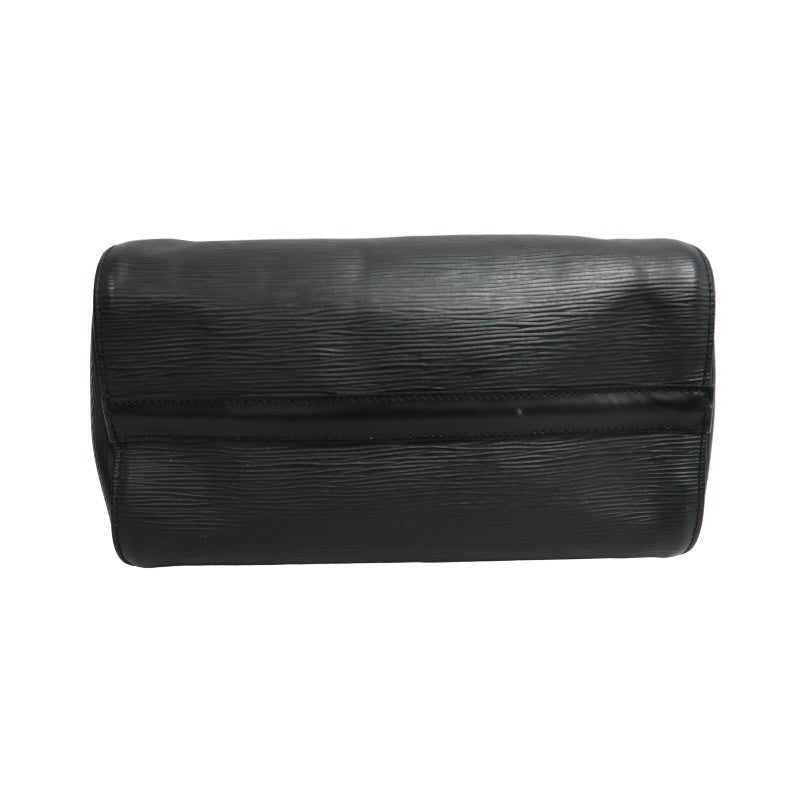 LOUIS VUITTON Speedy 25 Handbag Leather Black With Padlock and Keys