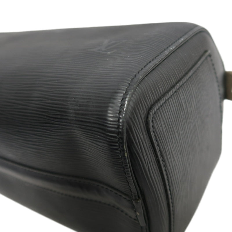 LOUIS VUITTON Speedy 25 Handbag Leather Black With Padlock and Keys