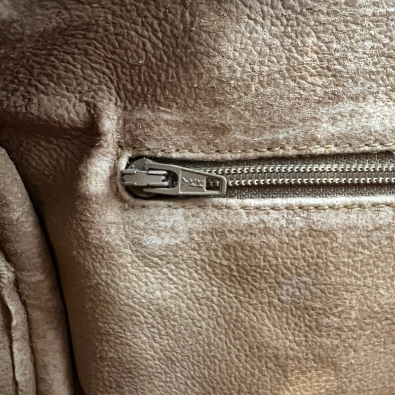 GUCCI Vintage GG Supreme Monogram Sherry Line Boston Handbag With Brown Leather Trim And Web Ribbon, Gold Hardware