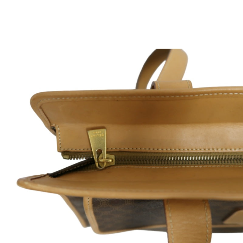 CELINE Macadam PVC Leather Shoulder Tote Bag In Dark Brown