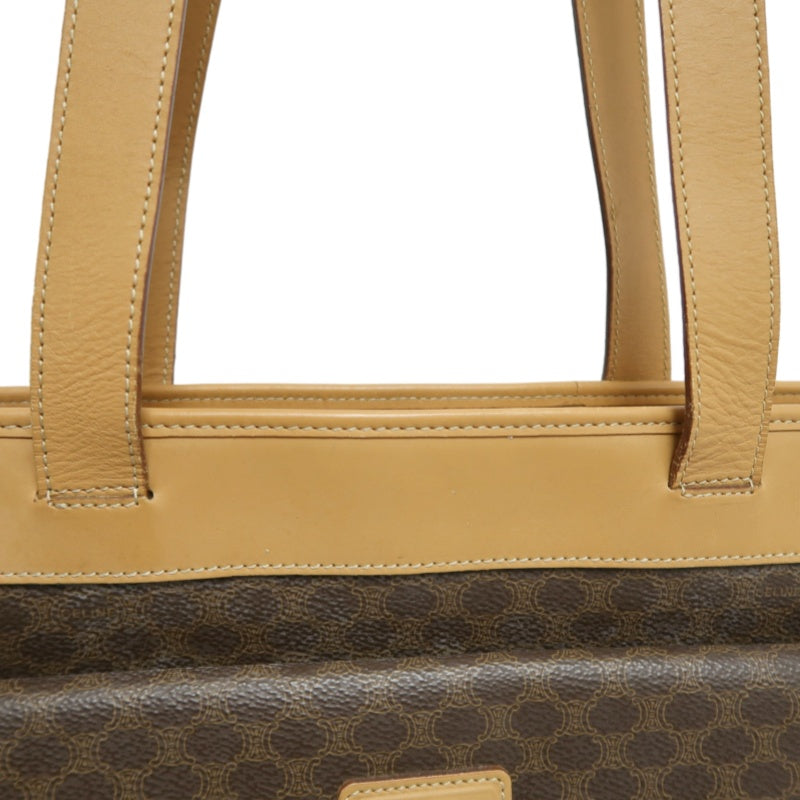 CELINE Macadam PVC Leather Shoulder Tote Bag In Dark Brown