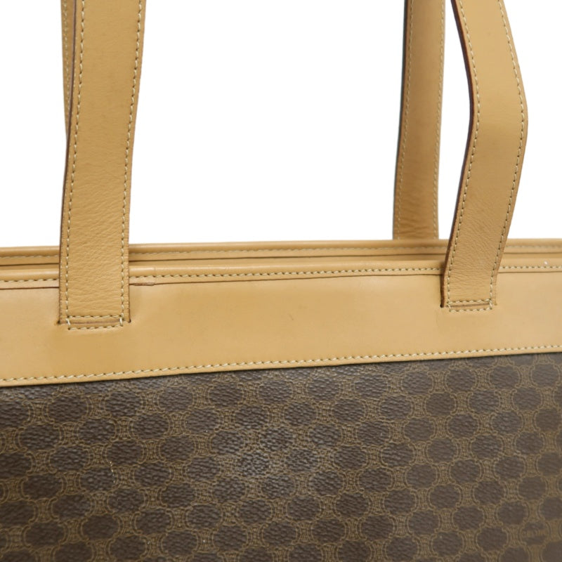 CELINE Macadam PVC Leather Shoulder Tote Bag In Dark Brown