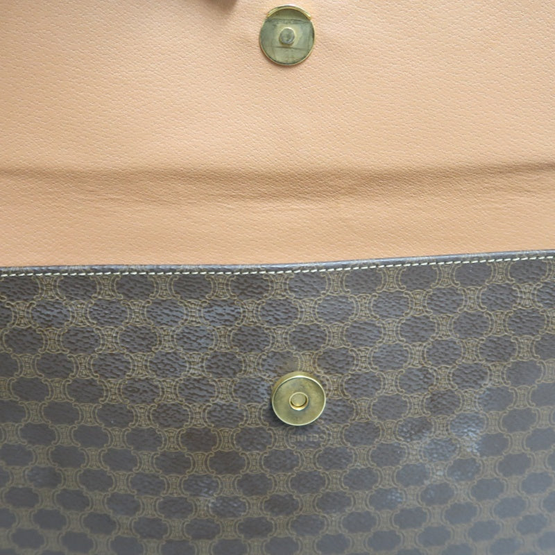 CELINE Macadam PVC Leather Shoulder Tote Bag In Dark Brown
