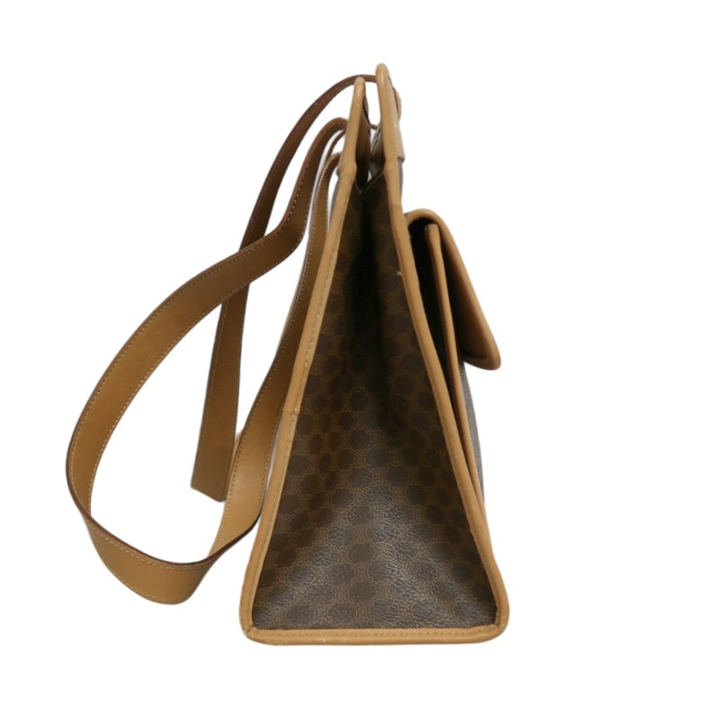 CELINE Macadam PVC Leather Shoulder Tote Bag In Dark Brown