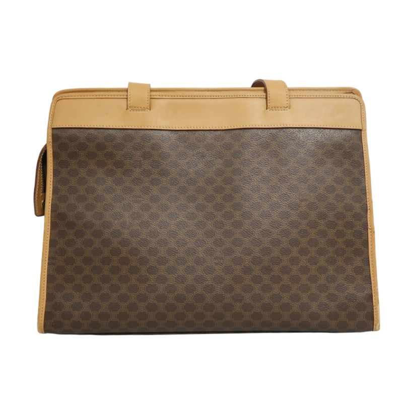 CELINE Macadam PVC Leather Shoulder Tote Bag In Dark Brown