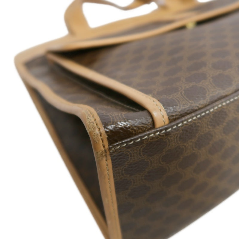 CELINE Macadam PVC Leather Shoulder Tote Bag In Dark Brown
