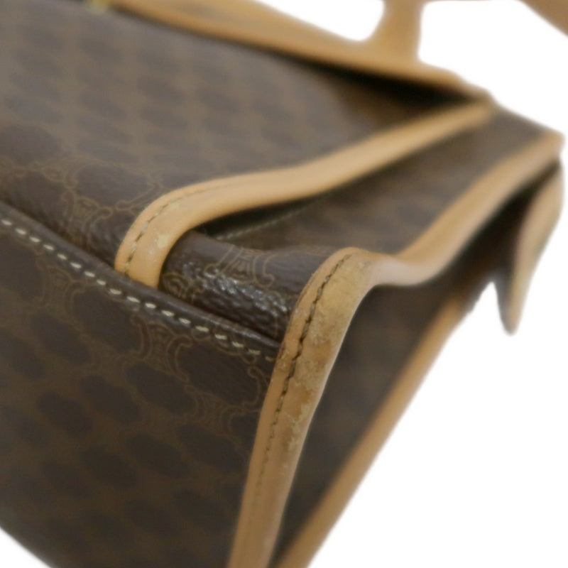 CELINE Macadam PVC Leather Shoulder Tote Bag In Dark Brown