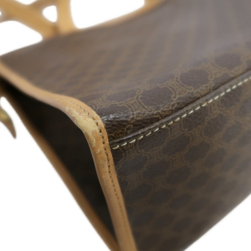 CELINE Macadam PVC Leather Shoulder Tote Bag In Dark Brown