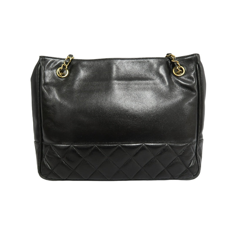 CHANEL Lambskin Chain Tote Shoulder Bag, Black, Gold‑Tone Hardware