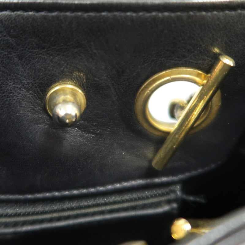 CHANEL Lambskin Chain Tote Shoulder Bag, Black, Gold‑Tone Hardware