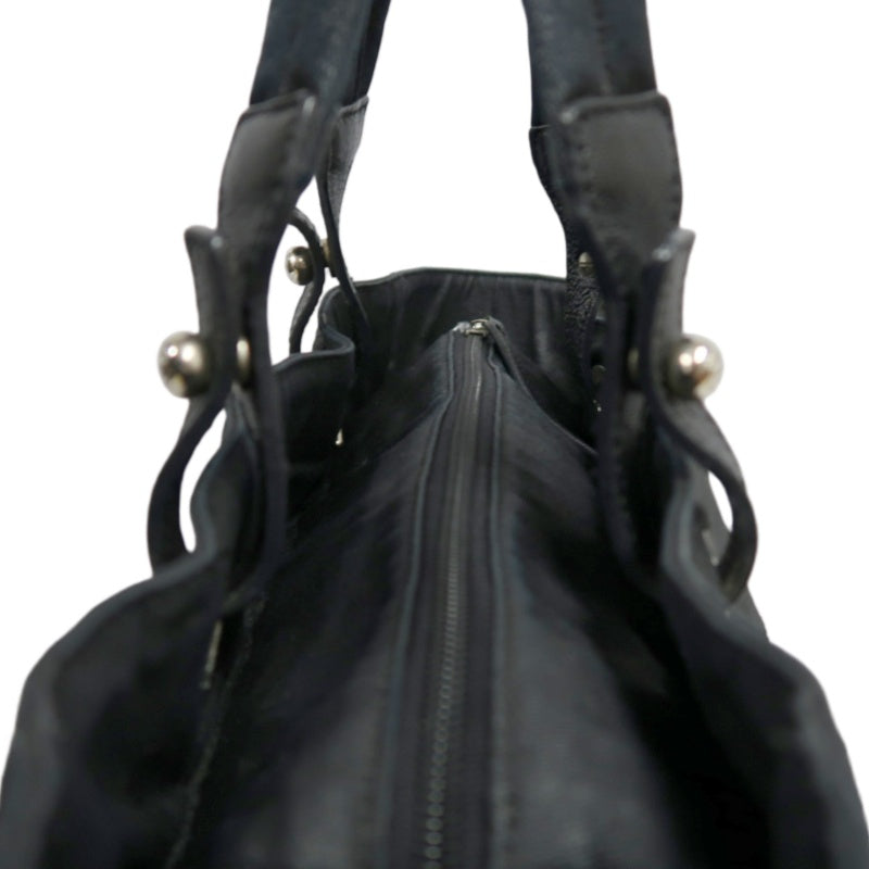 CHANEL Paris Biarritz Tote Bag Canvas Black Silver-Tone Hardware With Dust Bag
