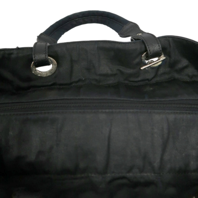 CHANEL Paris Biarritz Tote Bag Canvas Black Silver-Tone Hardware With Dust Bag