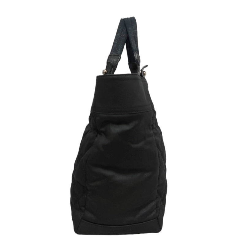 CHANEL Paris Biarritz Tote Bag Canvas Black Silver-Tone Hardware With Dust Bag