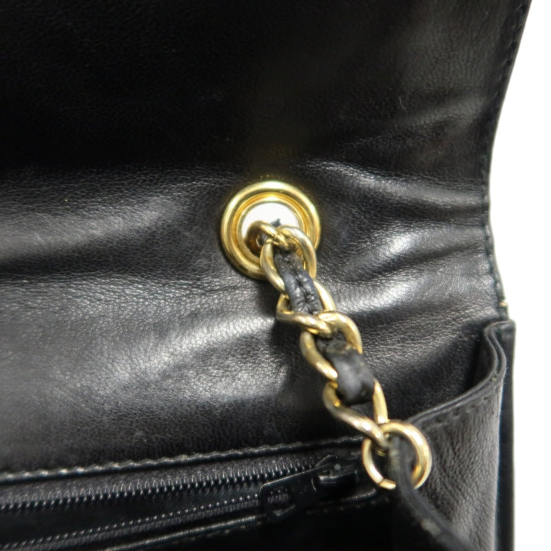 CHANEL Vintage Matelasse Framed Flap Chain Shoulder Bag Lambskin Black Gold Hardware