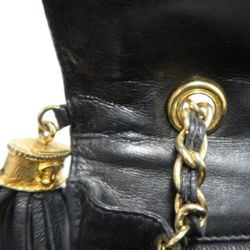 CHANEL Vintage Matelasse Framed Flap Chain Shoulder Bag Lambskin Black Gold Hardware