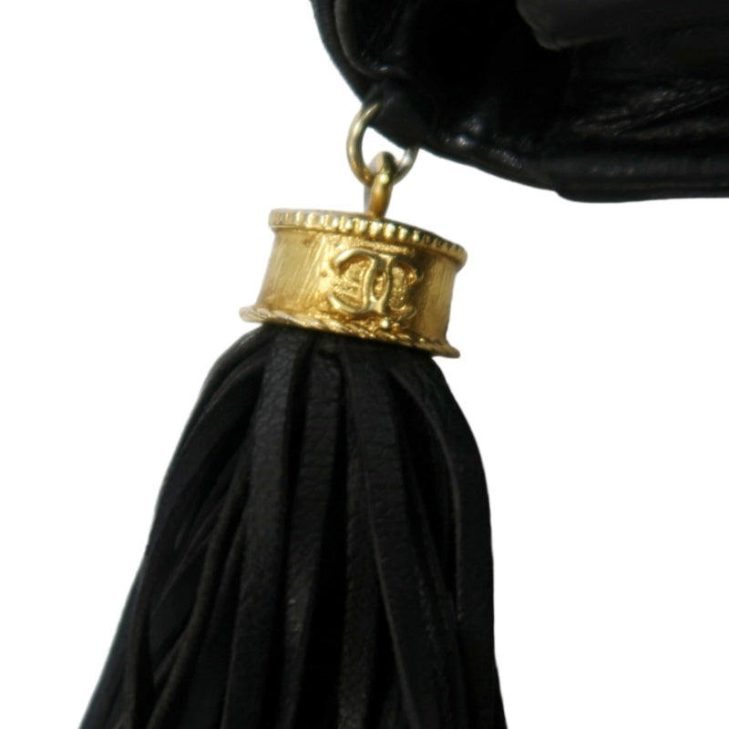 CHANEL Vintage Matelasse Framed Flap Chain Shoulder Bag Lambskin Black Gold Hardware
